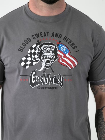 D555 Jasper Official Gas Monkey T-skjorte med trykk Grå - T-skjorter - Store T-skjorter - 2XL-14XL