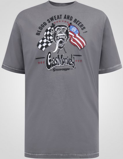 D555 Jasper Official Gas Monkey T-skjorte med trykk Grå - T-skjorter - Store T-skjorter - 2XL-14XL