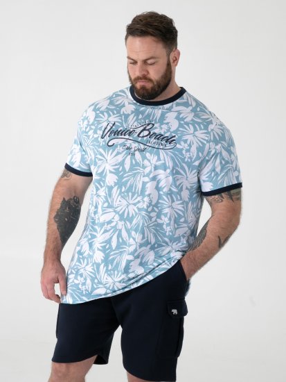 D555 Shoreham AO T-skjorte med Venice Beach trykk Blå - T-skjorter - Store T-skjorter - 2XL-14XL