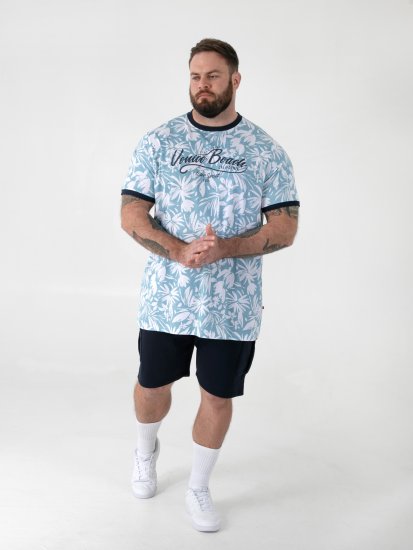 D555 Shoreham AO T-skjorte med Venice Beach trykk Blå - T-skjorter - Store T-skjorter - 2XL-14XL