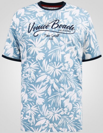 D555 Shoreham AO T-skjorte med Venice Beach trykk Blå - T-skjorter - Store T-skjorter - 2XL-14XL