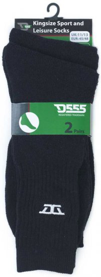 D555 Logan Sports And Leisure Socks 2-Pack Black - Undertøy & Badetøy - Undertøy store størrelser 
