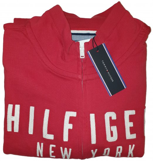 Tommy Hilfiger Kent Zip Thru Sweatshirt Red - Motleys ville aprilsalg - 