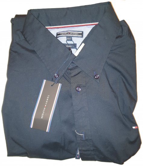 Tommy Hilfiger Stretch Poplin Shirt Black - Motleys ville aprilsalg - 