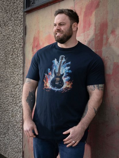 D555 Slater Trykt T-skjorte Mørkeblå - T-skjorter - Store T-skjorter - 2XL-14XL
