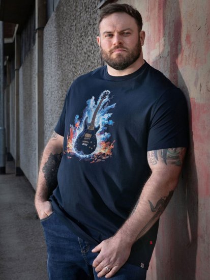 D555 Slater Trykt T-skjorte Mørkeblå - T-skjorter - Store T-skjorter - 2XL-14XL