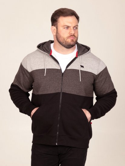 D555 Fitzgerald Zip Through Hoody With Cut & Sew Panels Svart - Gensere og hettegensere - Store hettegensere - 2XL-14XL