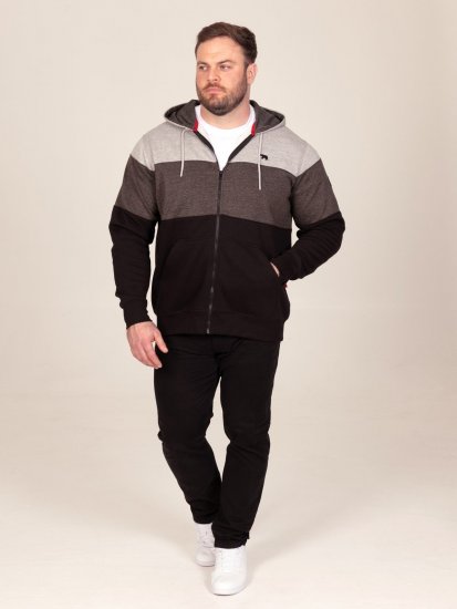 D555 Fitzgerald Zip Through Hoody With Cut & Sew Panels Svart - Gensere og hettegensere - Store hettegensere - 2XL-14XL