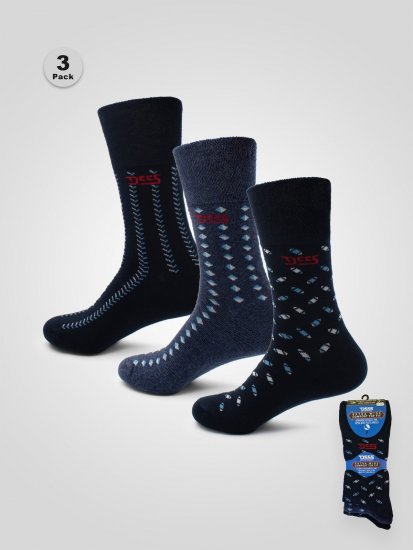 D555 Harold 3 Extra Wide Comfort Fit Socks 3-pack Navy/Denim - Undertøy & badetøy - Undertøy store størrelser 