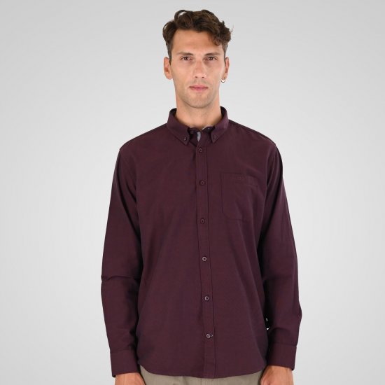 Double Outfitters GS-5225 Oxfordskjorte Vinrød - Skjorter - Store skjorter - 2XL-8XL