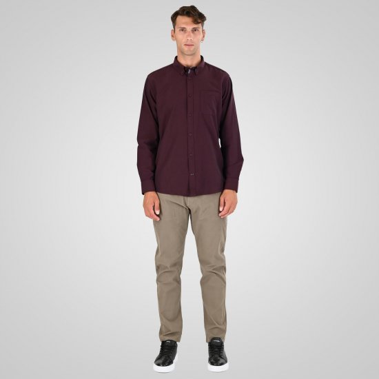 Double Outfitters GS-5225 Oxfordskjorte Vinrød - Skjorter - Store skjorter - 2XL-8XL