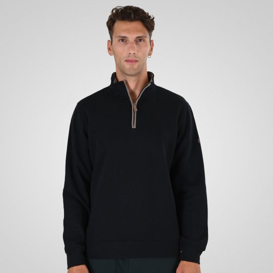 Double Outfitters MTOP-1163 Collegegenser med halv glidelås Svart - Gensere og hettegensere - Store hettegensere - 2XL-14XL