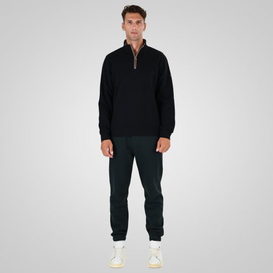 Double Outfitters MTOP-1163 Collegegenser med halv glidelås Svart - Gensere og hettegensere - Store hettegensere - 2XL-14XL