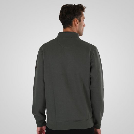 Double Outfitters MTOP-1163 Collegegenser med halv glidelås Khaki - Gensere og hettegensere - Store hettegensere - 2XL-14XL