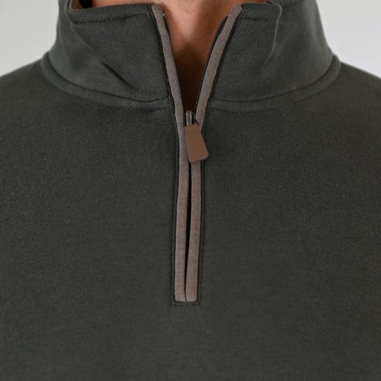 Double Outfitters MTOP-1163 Collegegenser med halv glidelås Khaki - Gensere og hettegensere - Store hettegensere - 2XL-14XL