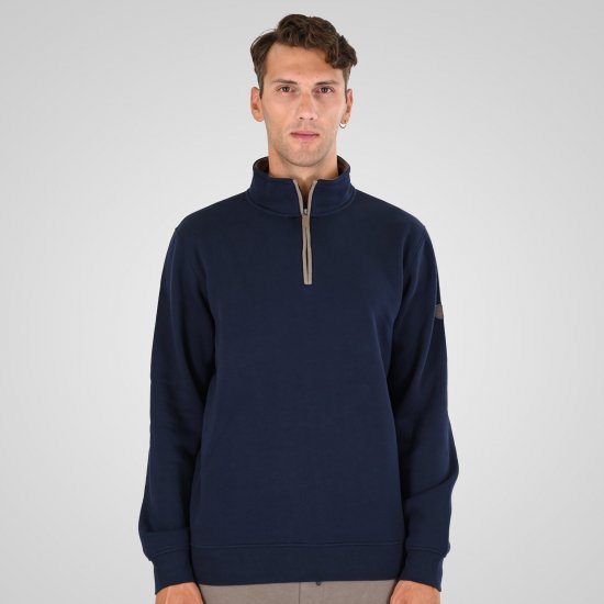 Double Outfitters MTOP-1163 Collegegenser med halv glidelås Mørkeblå - Gensere og hettegensere - Store hettegensere - 2XL-14XL