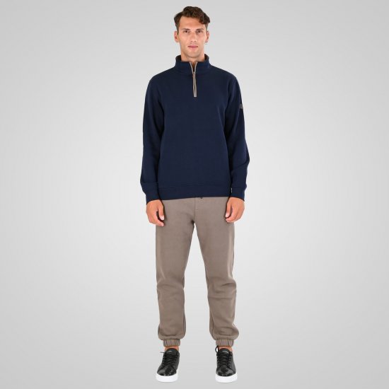 Double Outfitters MTOP-1163 Collegegenser med halv glidelås Mørkeblå - Gensere og hettegensere - Store hettegensere - 2XL-14XL