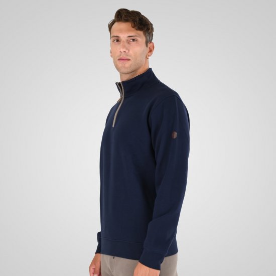 Double Outfitters MTOP-1163 Collegegenser med halv glidelås Mørkeblå - Gensere og hettegensere - Store hettegensere - 2XL-14XL