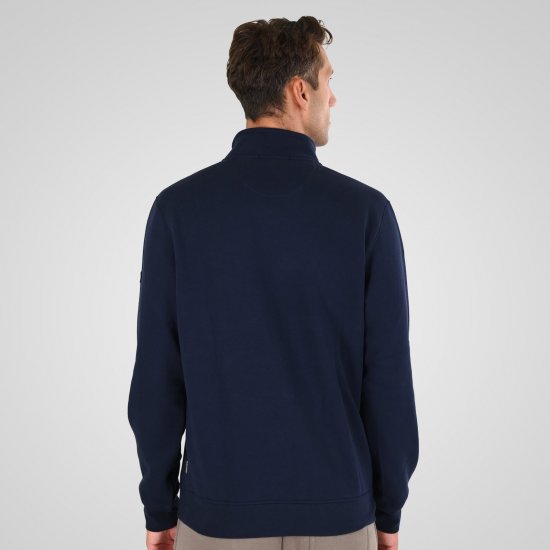 Double Outfitters MTOP-1163 Collegegenser med halv glidelås Mørkeblå - Gensere og hettegensere - Store hettegensere - 2XL-14XL