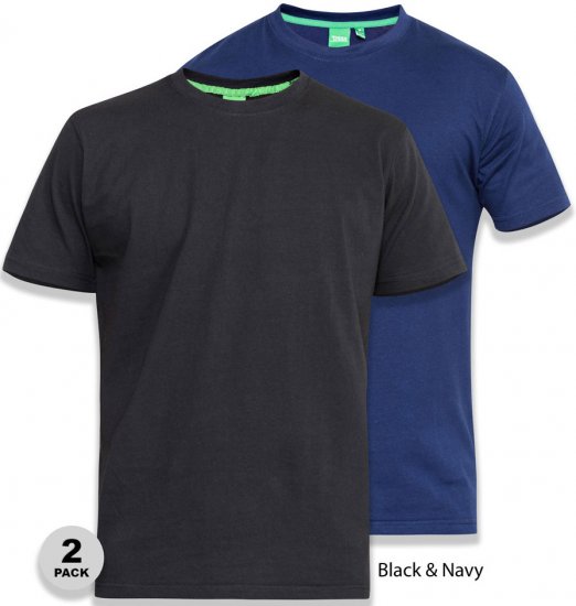 D555 Fenton 2-pack Black/Navy T-shirt - T-skjorter - Store T-skjorter - 2XL-14XL