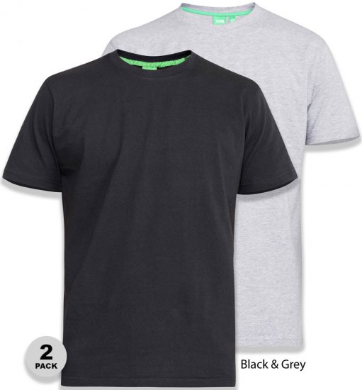 D555 Fenton 2-pack Black/Grey T-shirt - T-skjorter - Store T-skjorter - 2XL-14XL