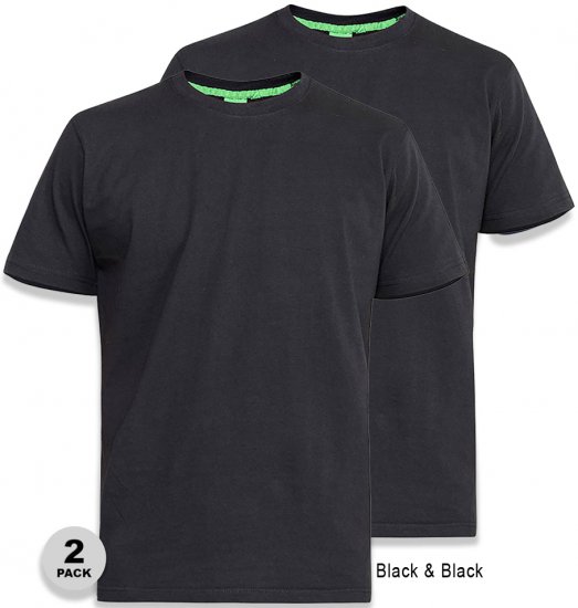 D555 Fenton 2-pack Black/Black T-shirt - T-skjorter - Store T-skjorter - 2XL-14XL