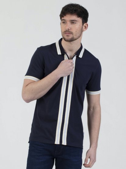 Mish Mash Belgrade Zip Through Polo Navy - Polo- & piqueskjorter - Poloskjorte i store størrelser - 2XL-8XL