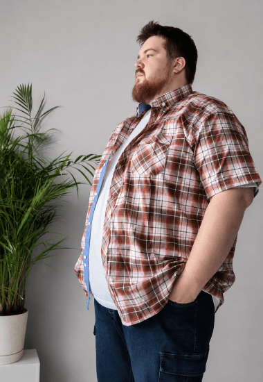 Kam Jeans 6368 Checked Short Sleeve Shirt Red - Skjorter - Store skjorter - 2XL-8XL