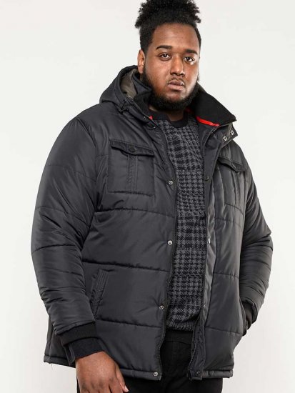D555 Lonsdale Parka Style Jacket With Embroidery Patch On Sleeve Black - Jakker - Store jakker - 2XL-12XL