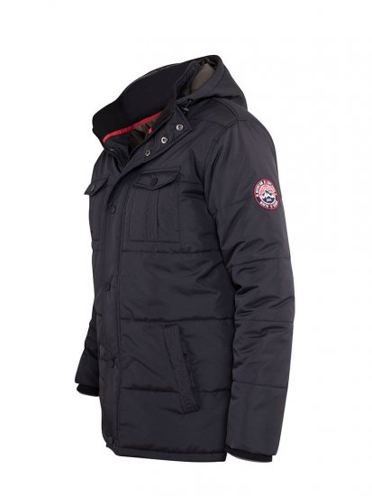 D555 Lonsdale Parka Style Jacket With Embroidery Patch On Sleeve Black - Jakker - Store jakker - 2XL-12XL