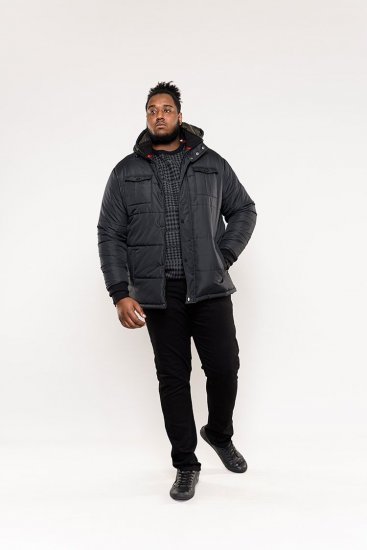 D555 Lonsdale Parka Style Jacket With Embroidery Patch On Sleeve Black - Jakker - Store jakker - 2XL-12XL