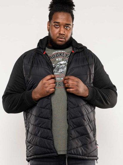 D555 Thorpe Hooded Quilted Jacket With Fleece Sleeves And Removable Fleece Hood - Jakker - Store jakker - 2XL-12XL
