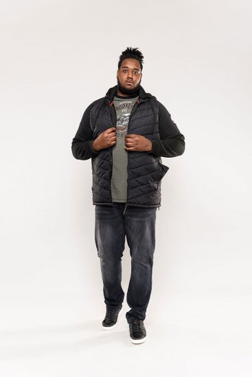 D555 Thorpe Hooded Quilted Jacket With Fleece Sleeves And Removable Fleece Hood - Jakker - Store jakker - 2XL-12XL