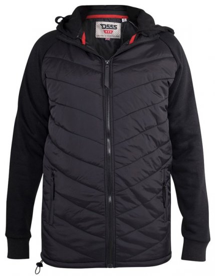 D555 Thorpe Hooded Quilted Jacket With Fleece Sleeves And Removable Fleece Hood - Jakker - Store jakker - 2XL-12XL