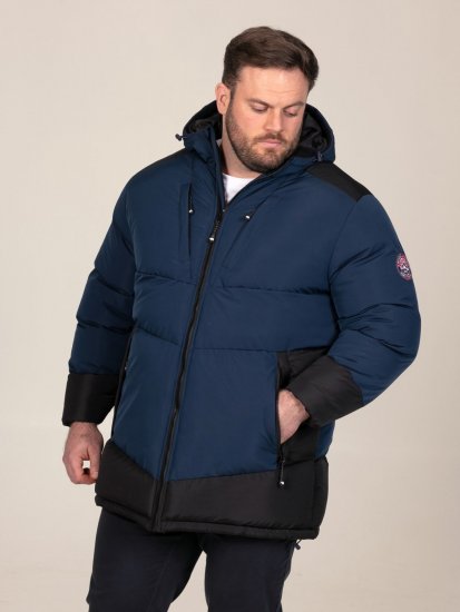 D555 Hank Ripstop Contrast Panelled Padded Hooded Jacket Mørkeblå - Jakker - Store jakker - 2XL-12XL