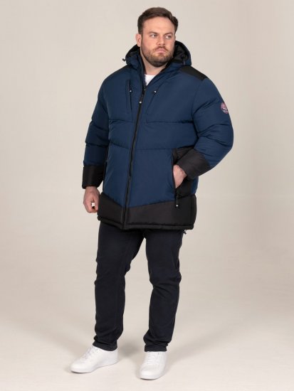 D555 Hank Ripstop Contrast Panelled Padded Hooded Jacket Mørkeblå - Jakker - Store jakker - 2XL-12XL