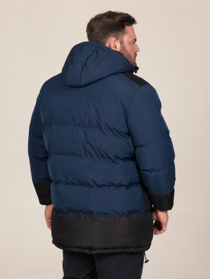 D555 Hank Ripstop Contrast Panelled Padded Hooded Jacket Mørkeblå - Jakker - Store jakker - 2XL-12XL