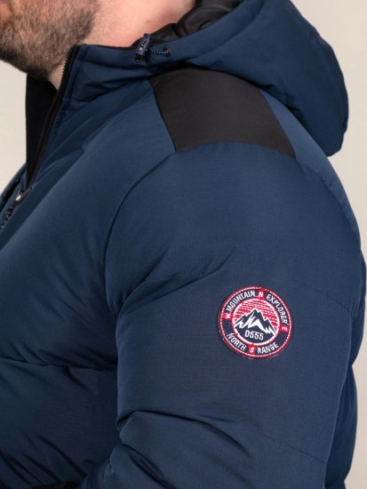 D555 Hank Ripstop Contrast Panelled Padded Hooded Jacket Mørkeblå - Jakker - Store jakker - 2XL-12XL
