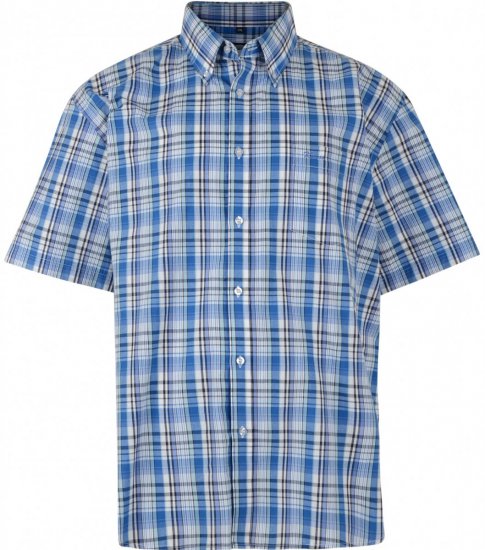 Kam Jeans 6090 S/S Shirt Blue - Skjorter - Store skjorter - 2XL-8XL