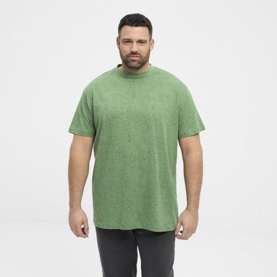 North Latitude Allover Printed T-skjorte Mellomgrønn - T-skjorter - Store T-skjorter - 2XL-14XL
