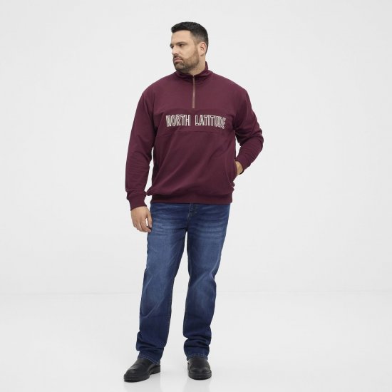 North Latitude Half Zip Genser Vinrød - Gensere og hettegensere - Store hettegensere - 2XL-14XL