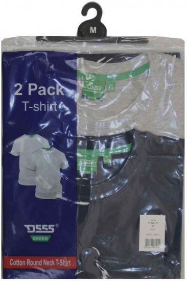 D555 Fenton 2-pack Navy/Grey T-shirt - T-skjorter - Store T-skjorter - 2XL-14XL