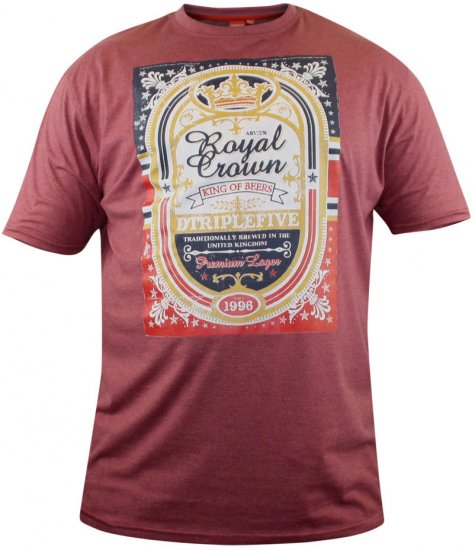 D555 Roderick Burgundy T-shirt - T-skjorter - Store T-skjorter - 2XL-14XL