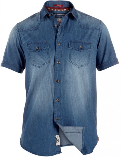 D555 Gilbert Short Sleeve Vintage Denim Shirt - Skjorter - Store skjorter - 2XL-8XL