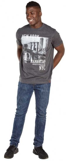 D555 Wesley New York Crew Neck T-Shirt Charcoal - T-skjorter - Store T-skjorter - 2XL-14XL