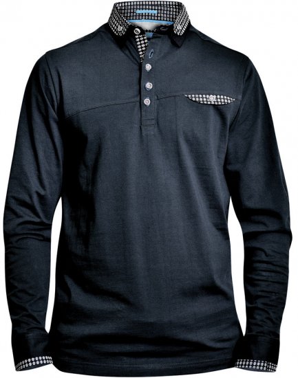 D555 REMUS Long Sleeve Polo Shirt Black - Polo- & Piqueskjorter - Poloskjorte i store størrelser - 2XL-8XL