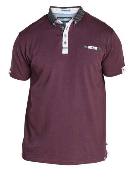D555 Edger Stretch Cotton Polo Dark Burgundy - Polo- & Piqueskjorter - Poloskjorte i store størrelser - 2XL-8XL