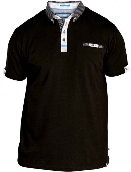 D555 Edger Stretch Cotton Polo Black - Polo- & Piqueskjorter - Poloskjorte i store størrelser - 2XL-8XL