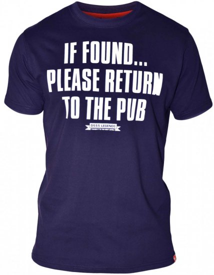 D555 SIMON 'Return To The Pub' T-Shirt Navy - T-skjorter - Store T-skjorter - 2XL-14XL