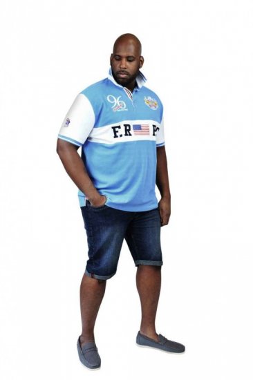 D555 ARYAN Florida Royal Racing Polo Blue/White - Polo- & piqueskjorter - Poloskjorte i store størrelser - 2XL-8XL